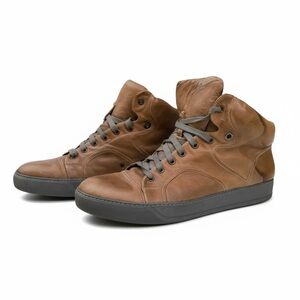 🔥 Lanvin‎ VTG Brown High-Tops 👟 Made in Italy | Size 9 | Luxe Leather
